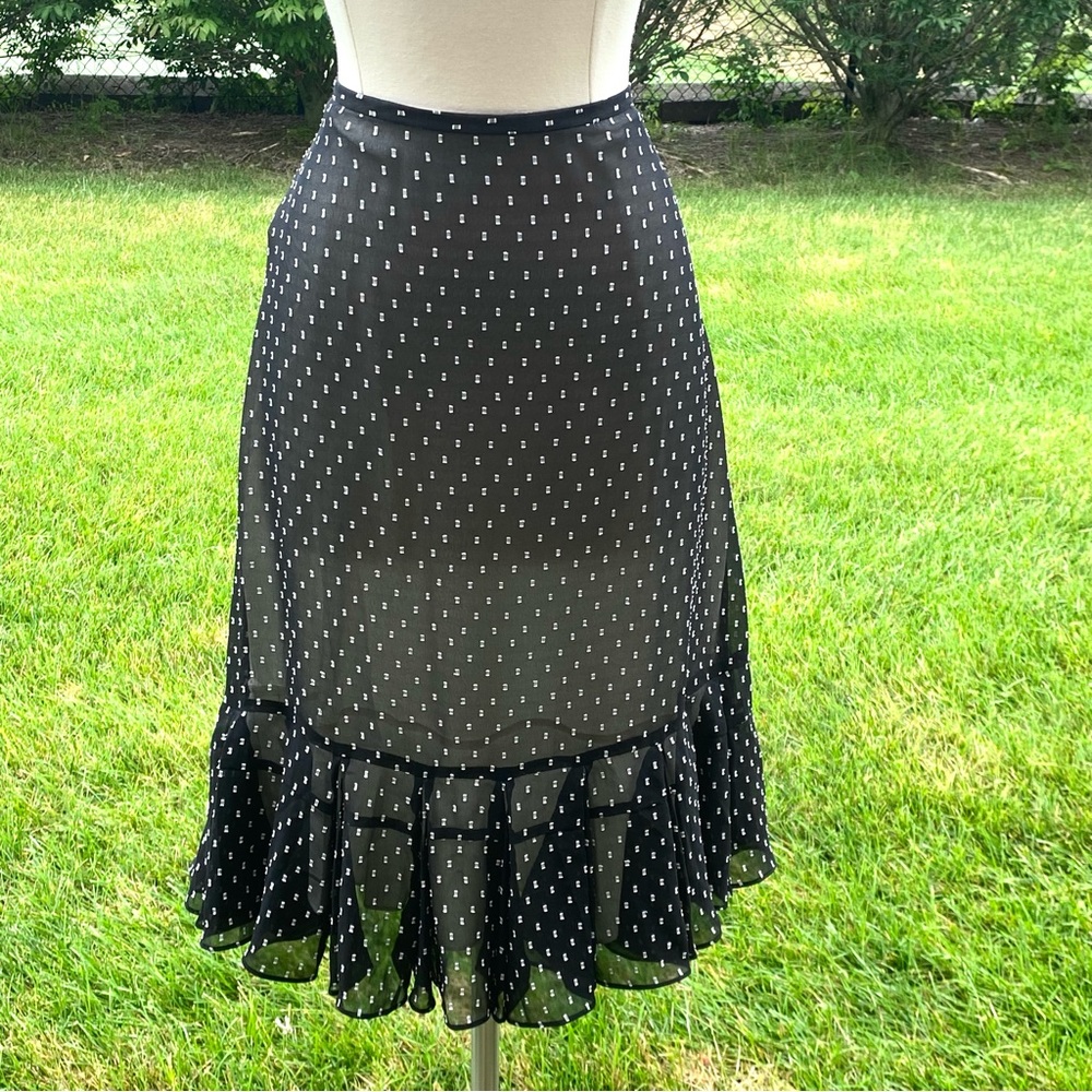 Ann Taylor Loft Black & White Skirt with Large Ruffles on Bottom